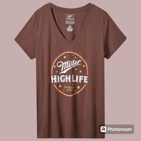 5X 28W Torrid Brown Miller Beer Tee V Neck Champaign Classic Fit Party Vacation - Picture 1 of 6
